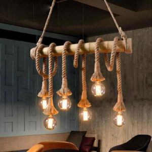 Retro Vintage E27 Ceiling Light Hanging Lamp Rustic Hemp Rope Pendant Lights