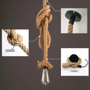 Single Vintage Hemp Rope Ceiling Light Hanging Pendant Lamp 1M Length E27 Holder