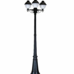Decorative Triple-Head Bollard Light – Black Finish