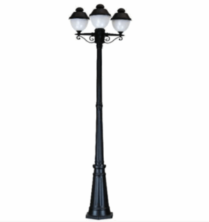 Decorative Triple-Head Bollard Light – Black Finish