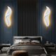 Modern Feather LED Wall Lamp – White & Gold - Thumbnail Image 3