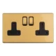 Brushed gold 13A twin switched socket with two UK outlets