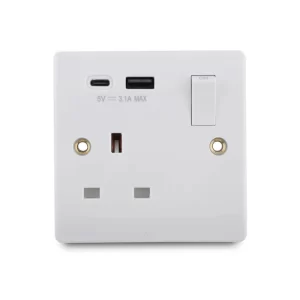Single Socket with USB-C and USB-A Charging Ports