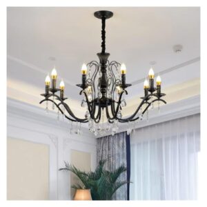 Black Iron Crystal Chandelier