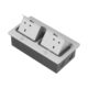 13A pop-up floor socket outlet with dual UK power sockets for offices, conference rooms and kitchen worktops.