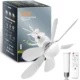 LED ceiling fan light bulb with foldable fan blades and remote control for home lighting and cooling