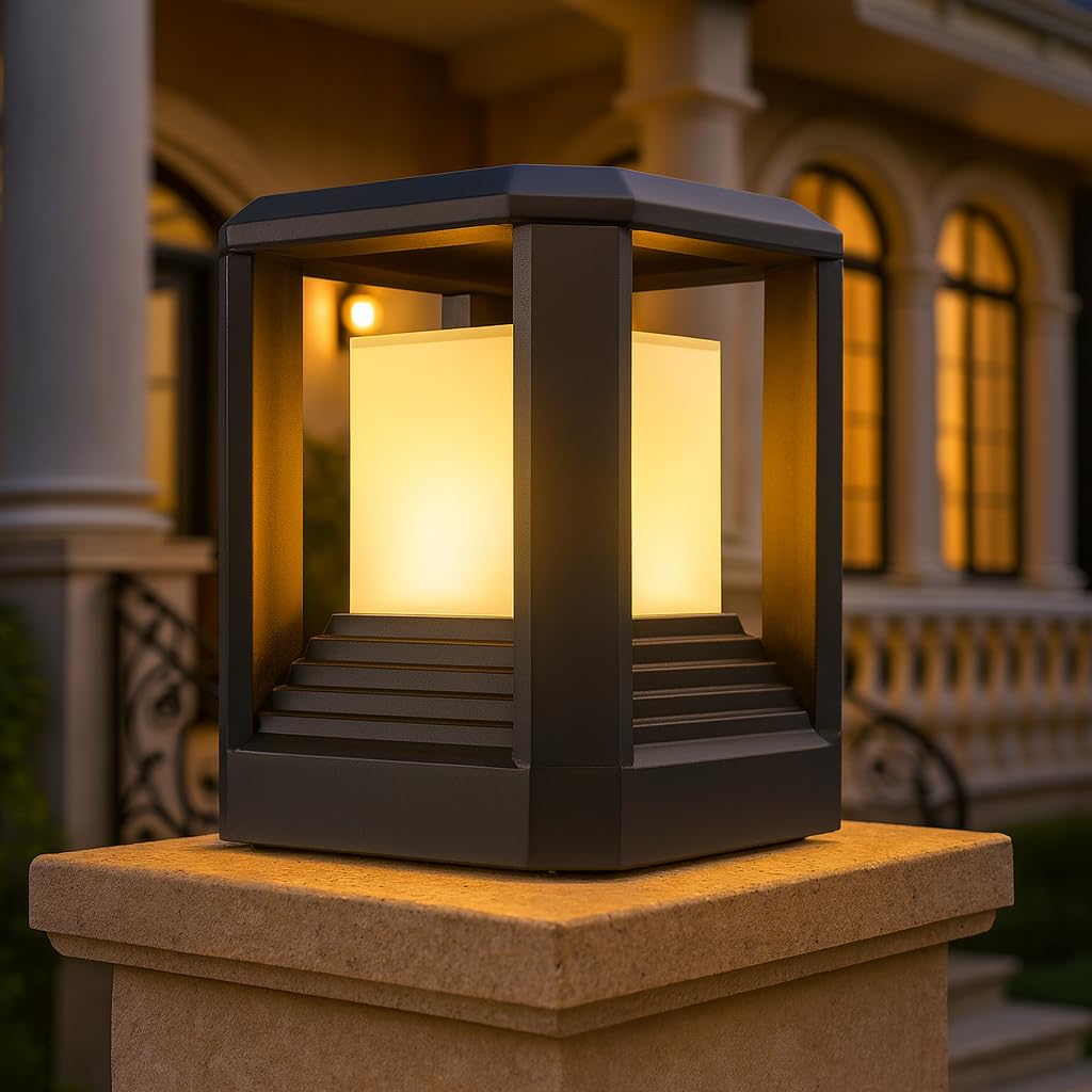 Modern waterproof outdoor gate pillar light for compound walls, home entrances, and gardens.