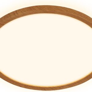 Modern wood-effect 18W LED ceiling light with 3000K / 6500k /4000k light illumination and indirect backlighting.