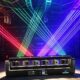 Professional 6 Eyes RGB moving head laser light with dynamic stage lighting effects for DJs, concerts, clubs, and events.