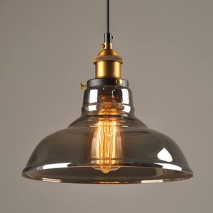 Vintage Smoked Glass Pendant Light