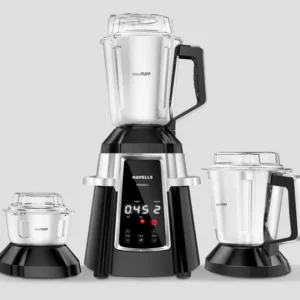 Havells 750W digital mixer grinder with three stainless steel jars, digital timer and 3-speed control.
