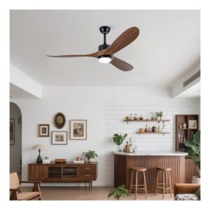 52-Inch Wooden Ceiling Fan with LED Light & Remote Control