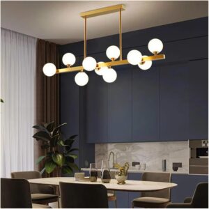 Modern LED 8-Glass Gold Linear Chandelier