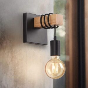 Retro Industrial Wooden Wall Light.