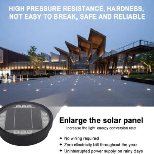 Warm white 12 LED IP68 waterproof solar in-ground disk light for gardens, pathways, lawns and driveways.