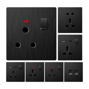 Ultra-Thin Brushed Black Switch & Socket Series