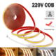 Flexible 220V COB LED strip light roll with power connector