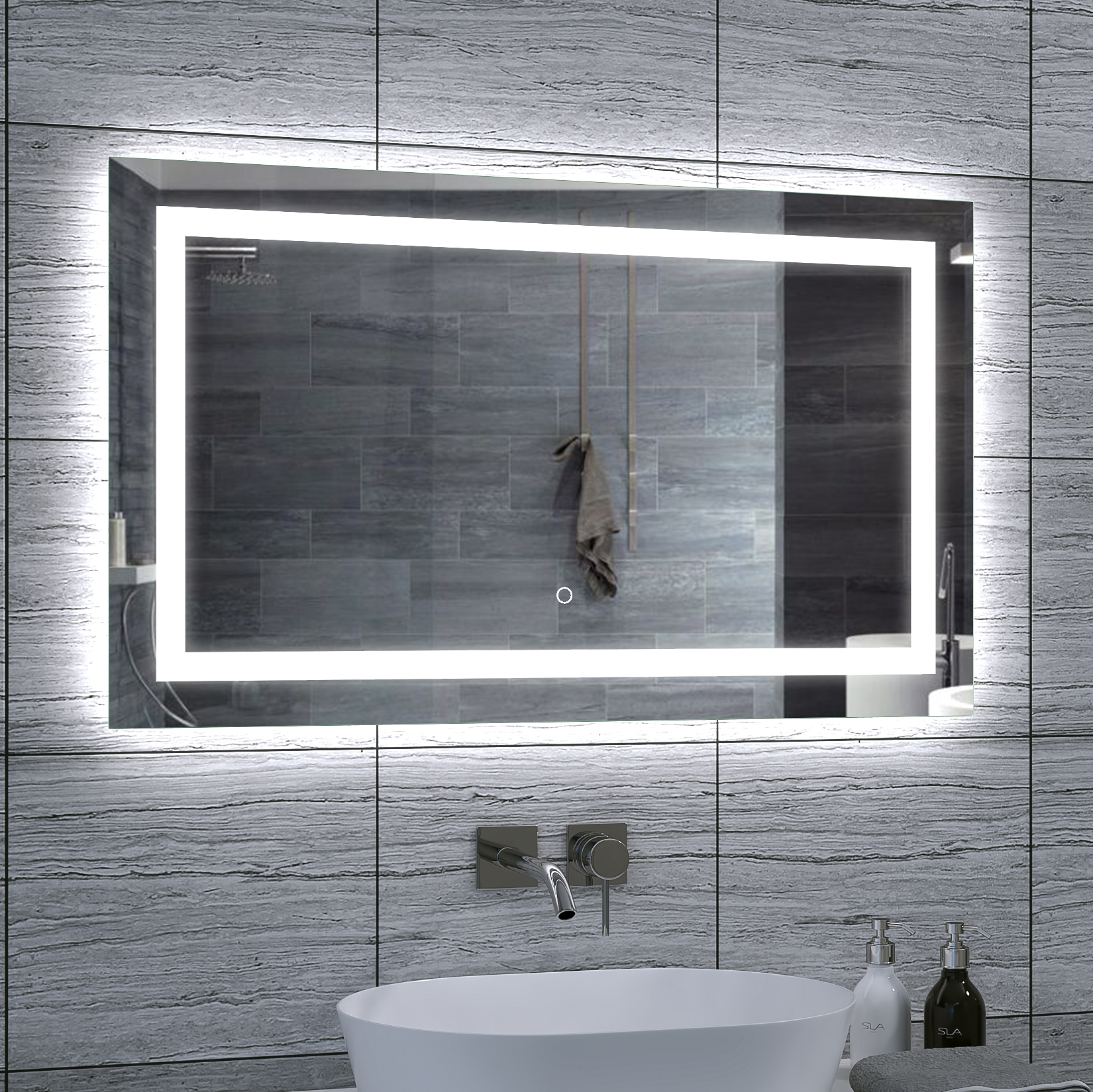 Smart LED Bathroom Mirror with Demister & Touch Control - Image 3