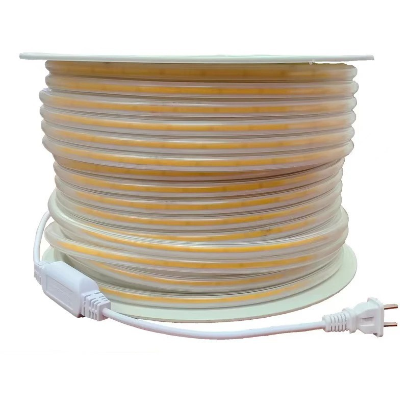 220V IP65 waterproof COB LED strip light with self-adhesive backing