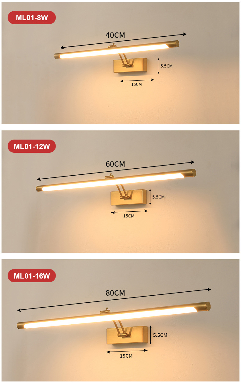 Modern 60cm Adjustable LED Mirror & Vanity Wall Light - Image 2