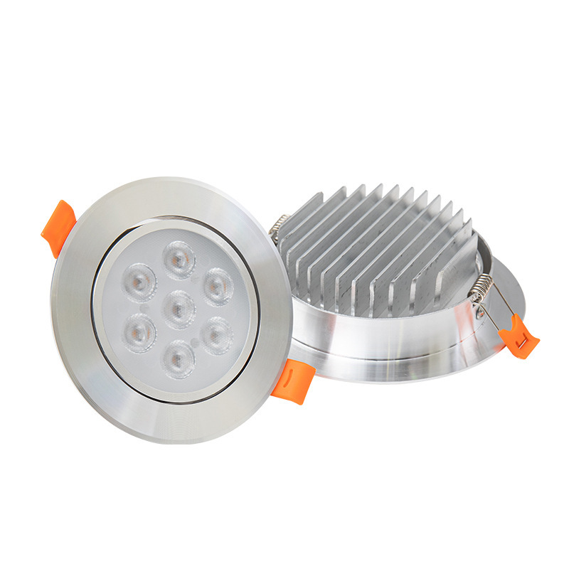 Round aluminium IP54 recessed LED ceiling downlights with spring clips