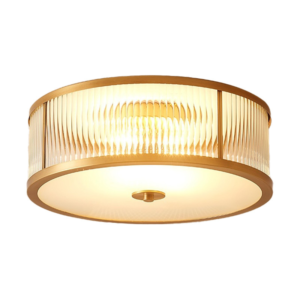 Vintage Brass & Crystal LED Flush Mount Ceiling Light