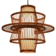 Modern handcrafted bamboo weave pendant light with layered circular rattan shade