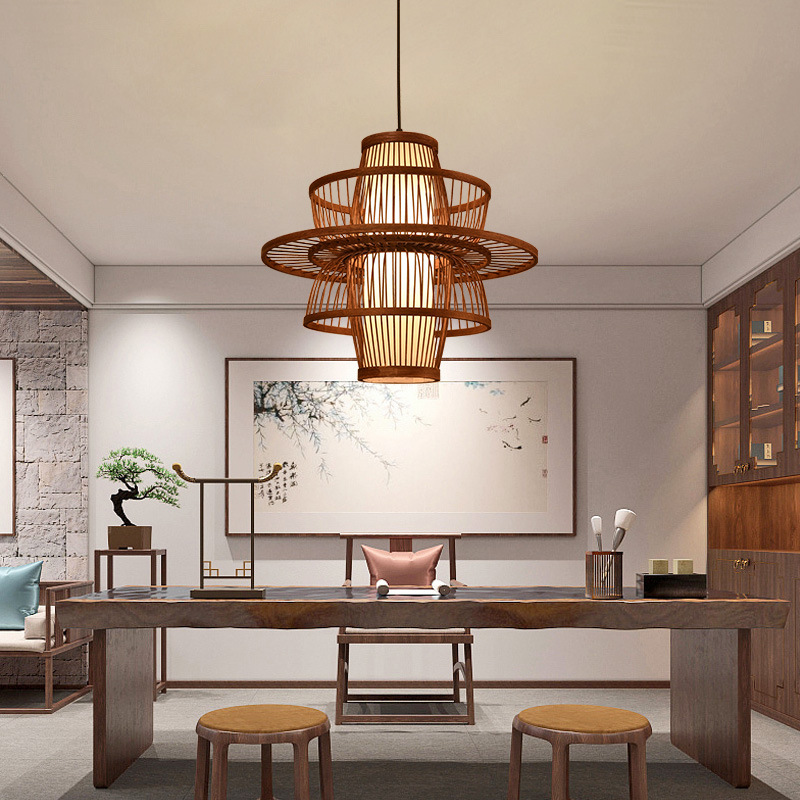 Modern Bamboo Weave Rattan Pendant Light - Image 2