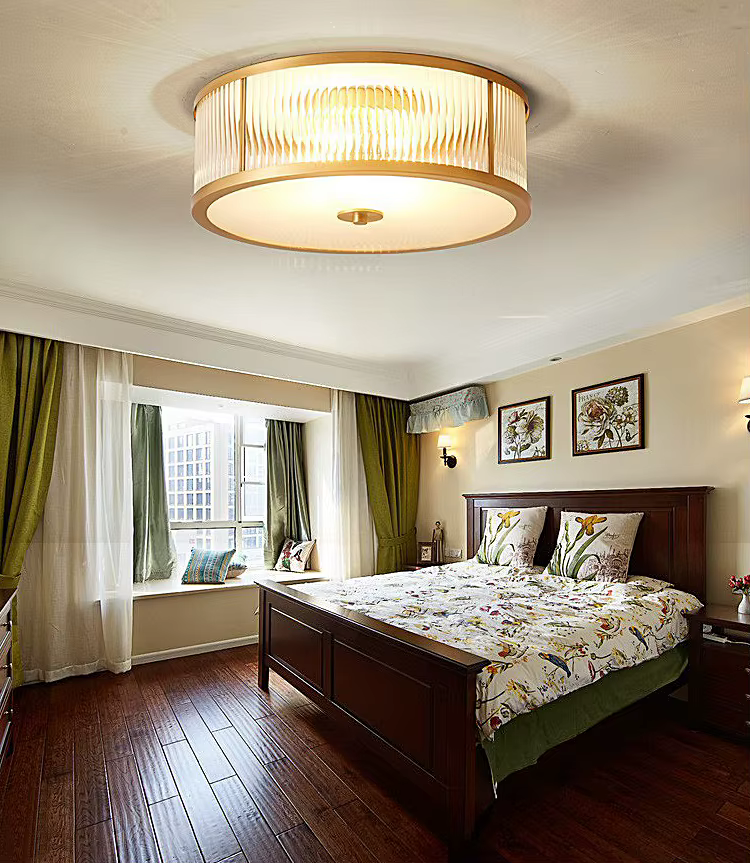 Vintage Brass & Crystal LED Flush Mount Ceiling Light - Image 5