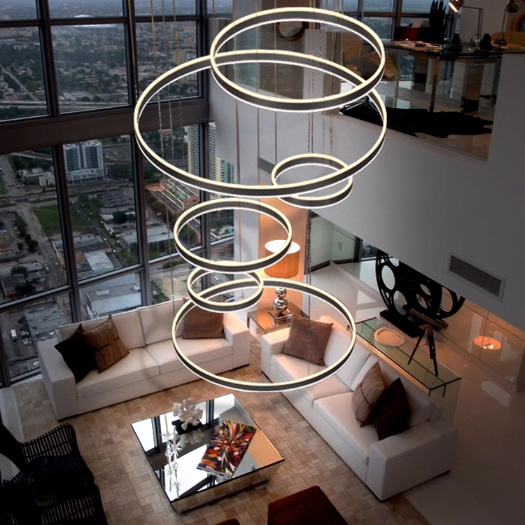 Black 7-Ring LED Luxury Modern Chandelier - Image 3