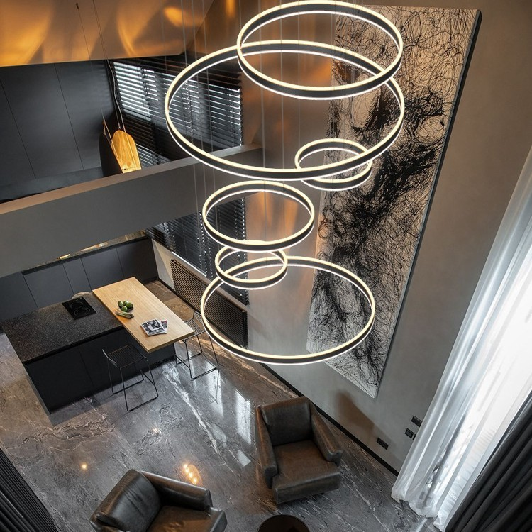Black 7-Ring LED Luxury Modern Chandelier - Image 2