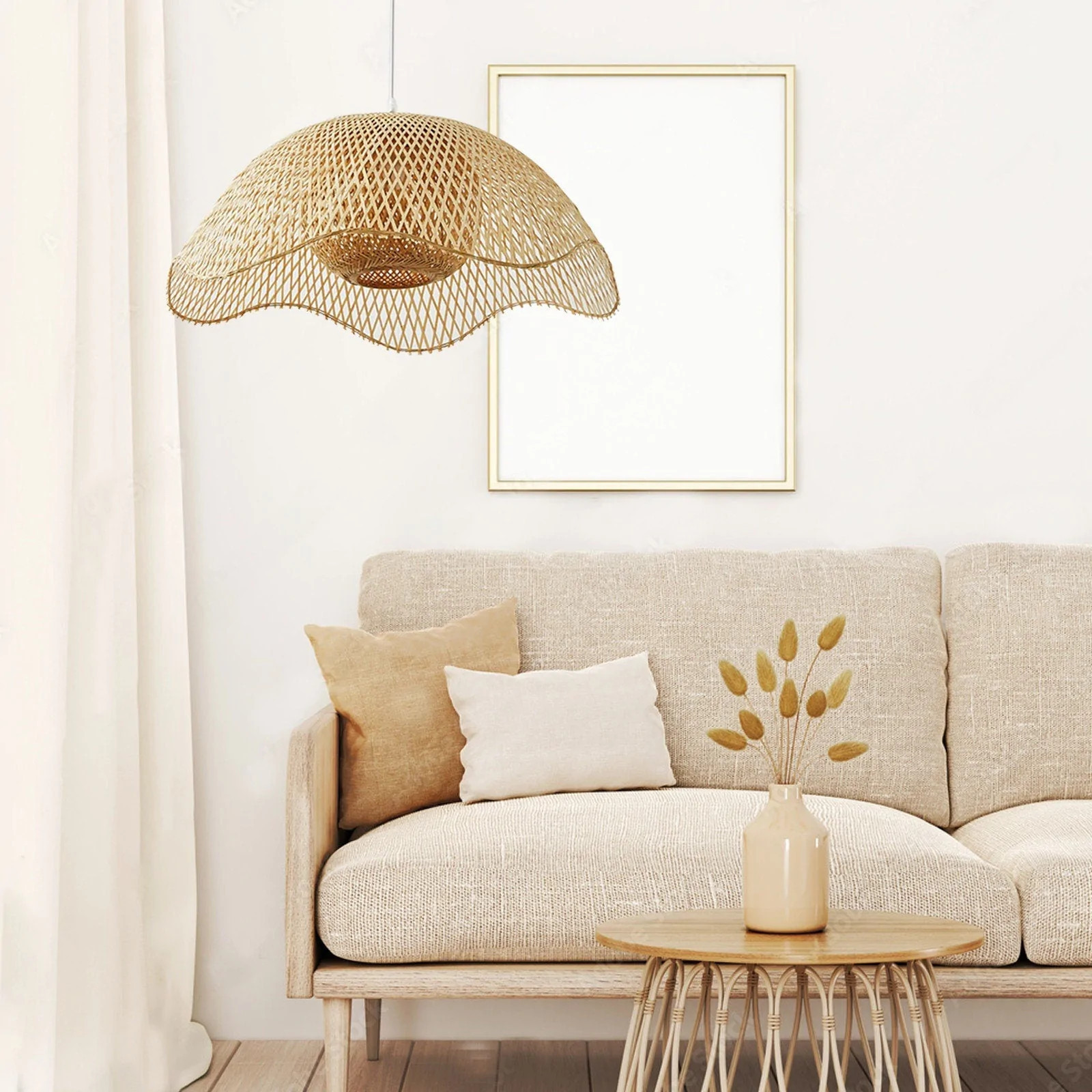 Handcrafted Bamboo Pendant Light Fixture - Image 3