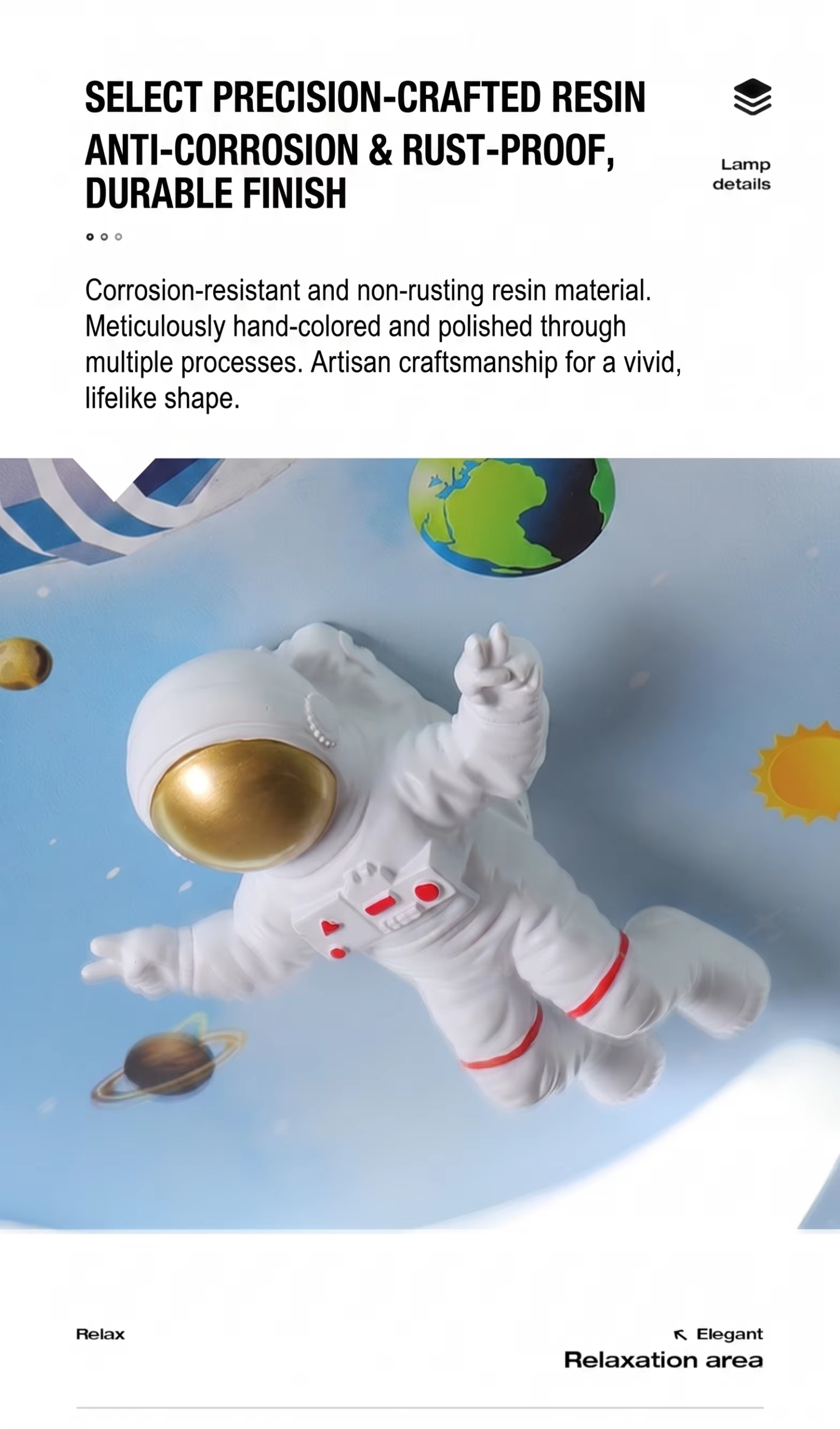 Astronaut LED Ceiling 3-Colour CCT Adjustable Kids' Bedroom Lamp - Image 6