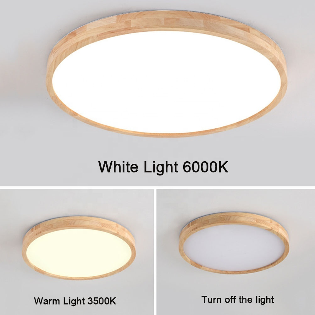 Nordic Modern Wood & Acrylic LED Ceiling Light – 45cm, 3CCT - Image 3