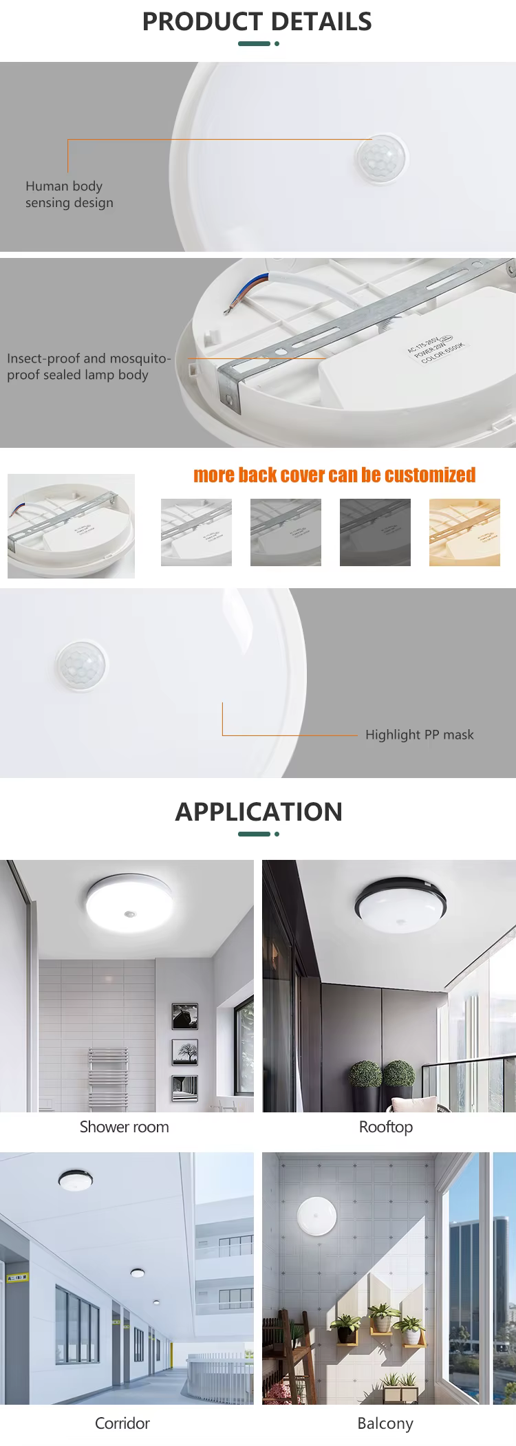 Smart LED Motion Sensor Ceiling Light – Moisture Proof - Image 4