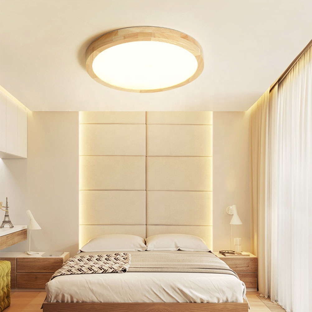 Nordic Modern Wood & Acrylic LED Ceiling Light – 45cm, 3CCT - Image 4