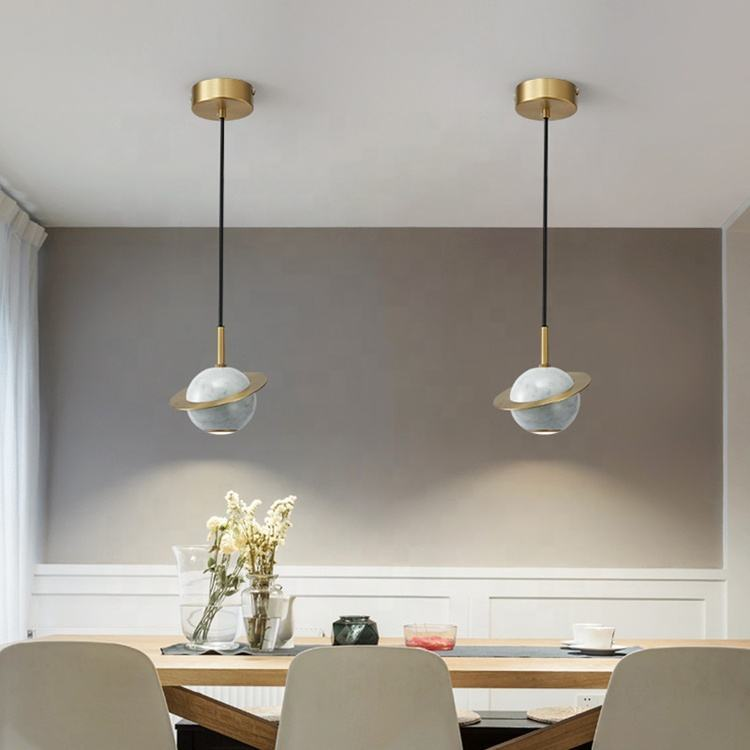 Planet Marble Glass Ball Pendant Light – Modern Decorative Hanging Light - Image 3