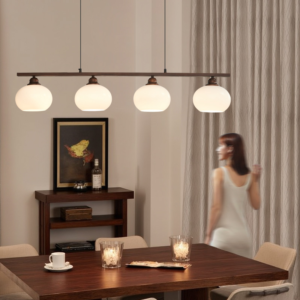 Vintage Retro 4-Light Glass Globe Pendant Chandelier