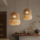 30cm retro woven Wabi-Sabi pendant light with natural brown shade and cream tassels