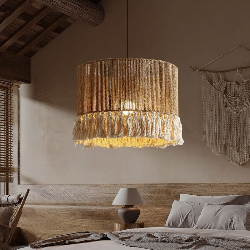 Retro Woven Tassel Wabi-Sabi Pendant Light – 30cm - Image 3
