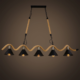 Rustic five-head hemp rope chandelier with black metal shades and E27 bulb holders