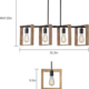 American Industrial 4-Head Wooden Pendant Light - Thumbnail Image 4